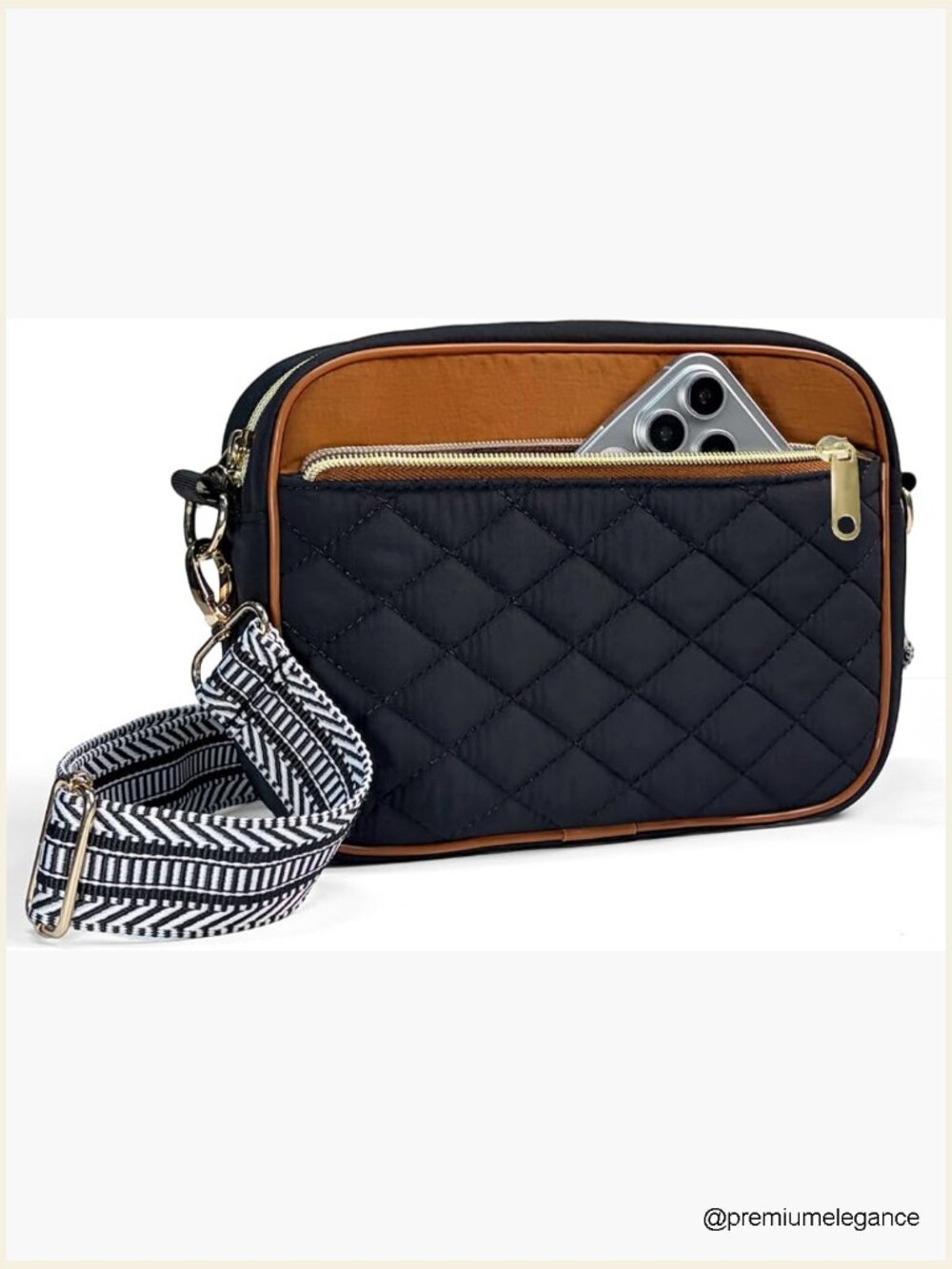 Quilted Crossbody Bag for Women, Puffy Shoulder Handbag with Wide Strap